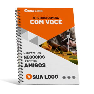 Caderno Capa Dura personalizado Empresarial Capa dura adesivada  miolo sulfit 75g 215x300mm capa 4x0  miolo 1x0 Laminação Brilho wire-o 96 páginas