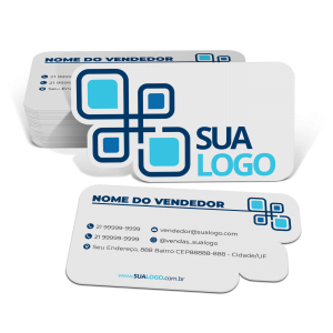 CARTÃO DE VISITAS COM CORTE ESPECIAL Couchê 250g 9x5cm 4x4 Verniz Total Fosco CORTE ESPECIAL 